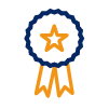 Medaillen-Icon in Blau und Orange