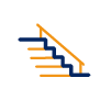 Treppen-Icon in Blau und Orange